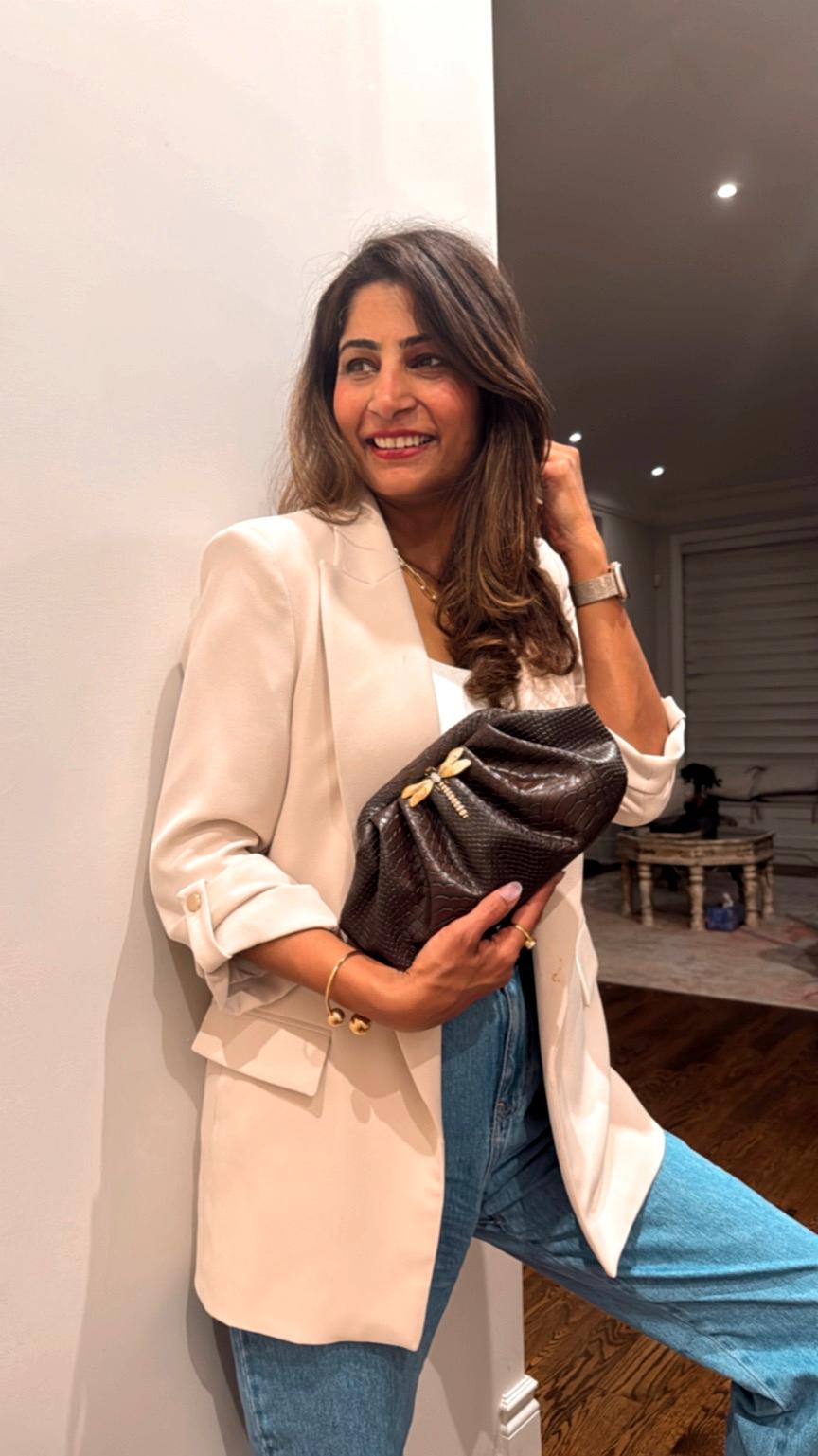 Pochette en crocodile libellule de minuit