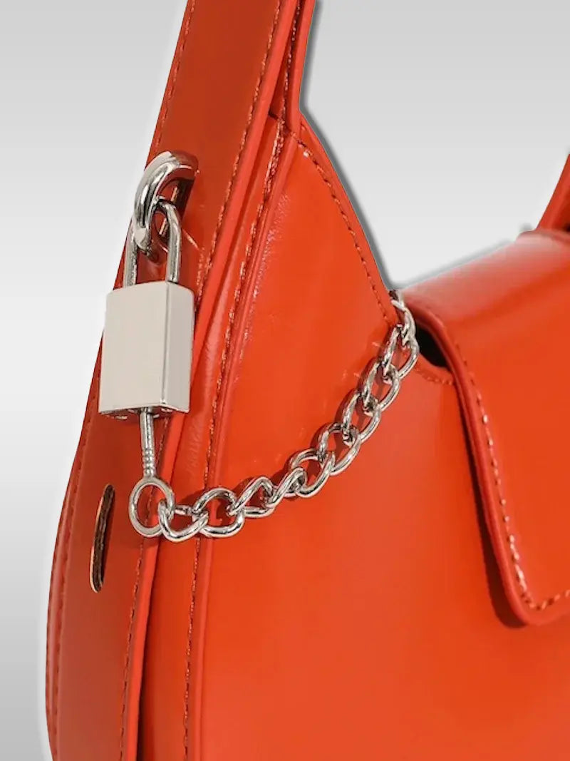 Sac à main en cuir Bellissima, couleur rouge orangée - mise en évidence
