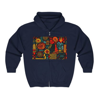 RUDA Zip-Up Hoodie, Unisex Heavy Blend Sweatshirt