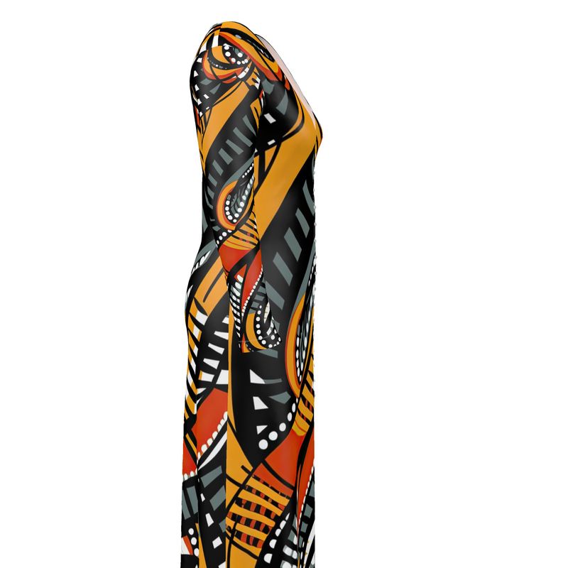Ankara premium Silky Jersey Yellow Graphique dress