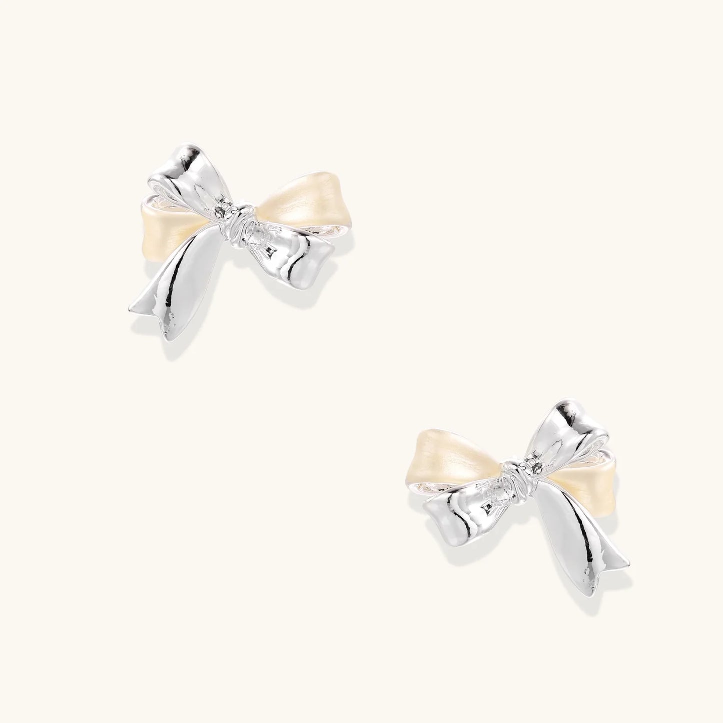 Pearl Bow Studs 18K Gold Plated Brass