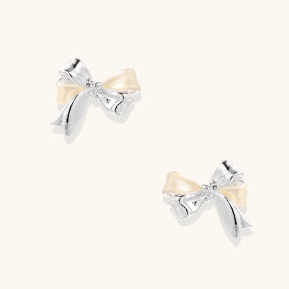 Pearl Bow Studs 18K Gold Plated Brass